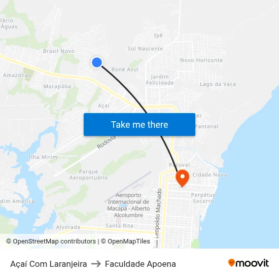 Açaí Com Laranjeira to Faculdade Apoena map