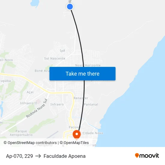 Ap-070, 229 to Faculdade Apoena map
