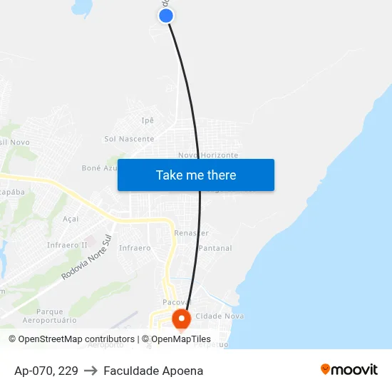 Ap-070, 229 to Faculdade Apoena map