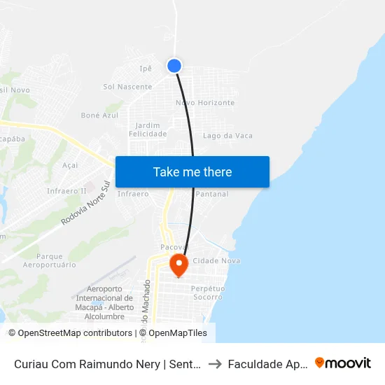 Curiau Com Raimundo Nery | Sentido Norte to Faculdade Apoena map