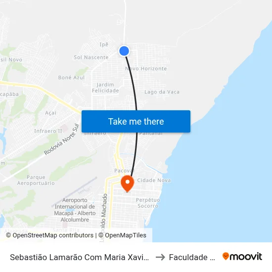 Sebastião Lamarão Com Maria Xavier | Sentido Leste to Faculdade Apoena map