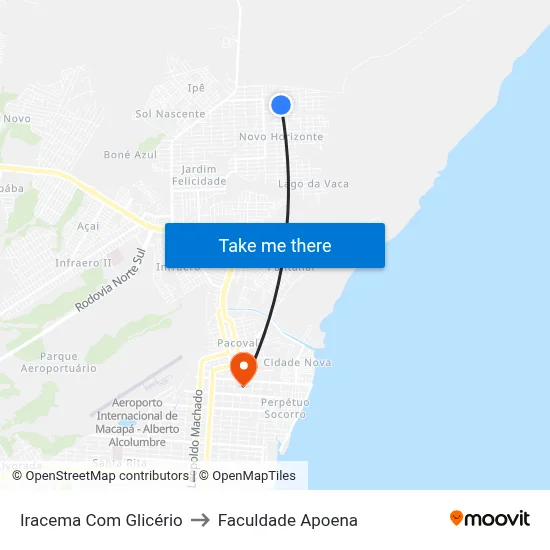 Iracema Com Glicério to Faculdade Apoena map