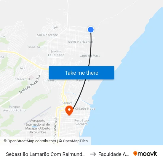 Sebastião Lamarão Com Raimunda Capiberibe to Faculdade Apoena map