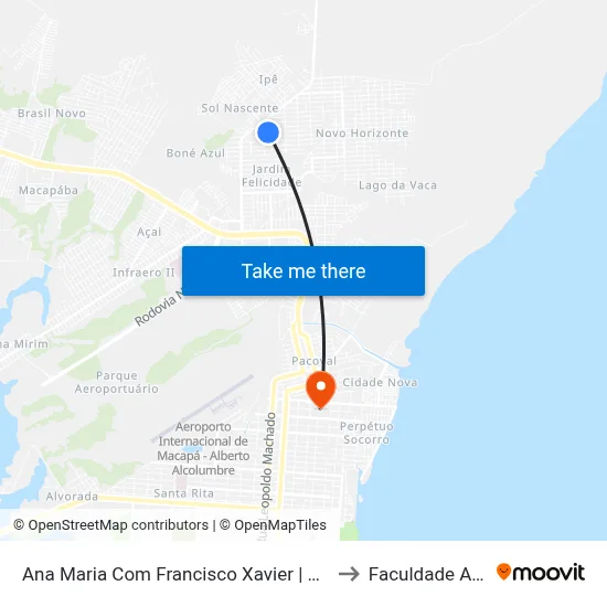 Ana Maria Com Francisco Xavier | Sentido Leste to Faculdade Apoena map