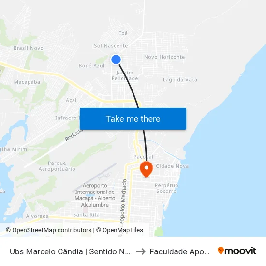 Ubs Marcelo Cândia | Sentido Norte to Faculdade Apoena map