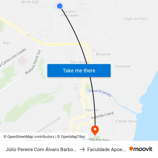 Júlio Pereira Com Álvaro Barbosa to Faculdade Apoena map