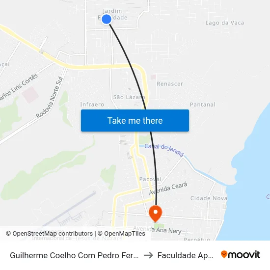 Guilherme Coelho Com Pedro Fernandes to Faculdade Apoena map