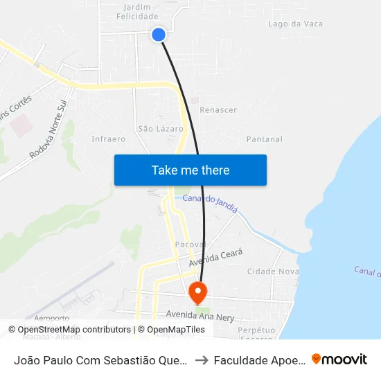 João Paulo Com Sebastião Queiroz to Faculdade Apoena map