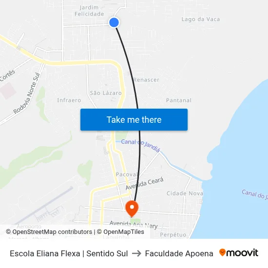 Escola Eliana Flexa | Sentido Sul to Faculdade Apoena map