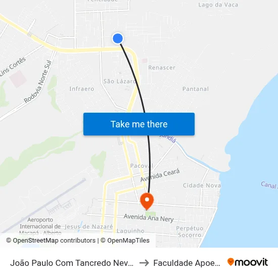 João Paulo Com Tancredo Neves to Faculdade Apoena map