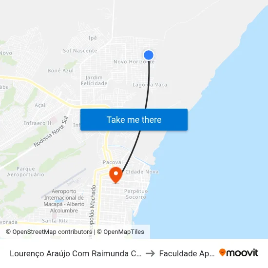 Lourenço Araújo Com Raimunda Capiberibe to Faculdade Apoena map