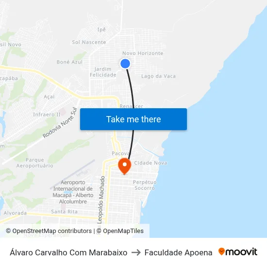 Álvaro Carvalho Com Marabaixo to Faculdade Apoena map