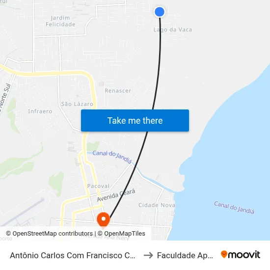 Antônio Carlos Com Francisco Cassiano to Faculdade Apoena map