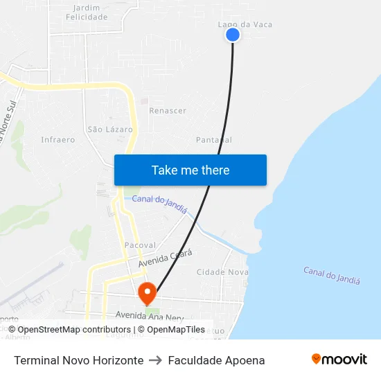 Terminal Novo Horizonte to Faculdade Apoena map