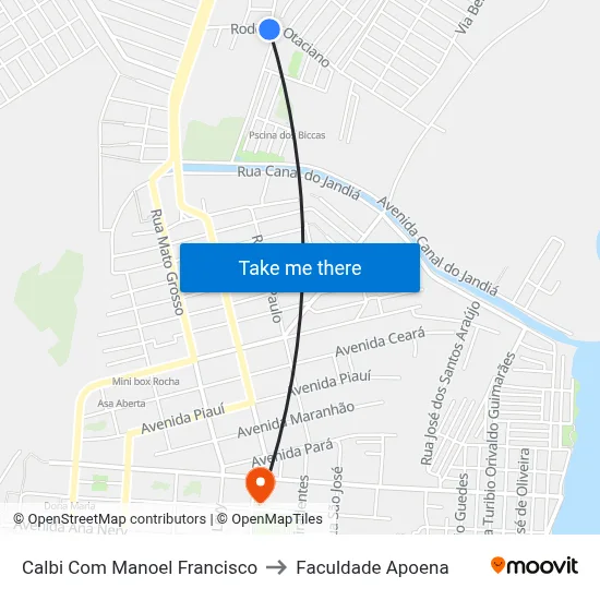 Calbi Com Manoel Francisco to Faculdade Apoena map