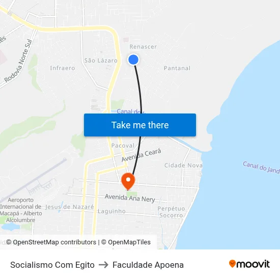 Socialismo Com Egito to Faculdade Apoena map