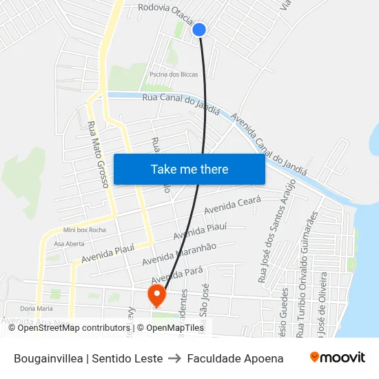 Bougainvillea | Sentido Leste to Faculdade Apoena map