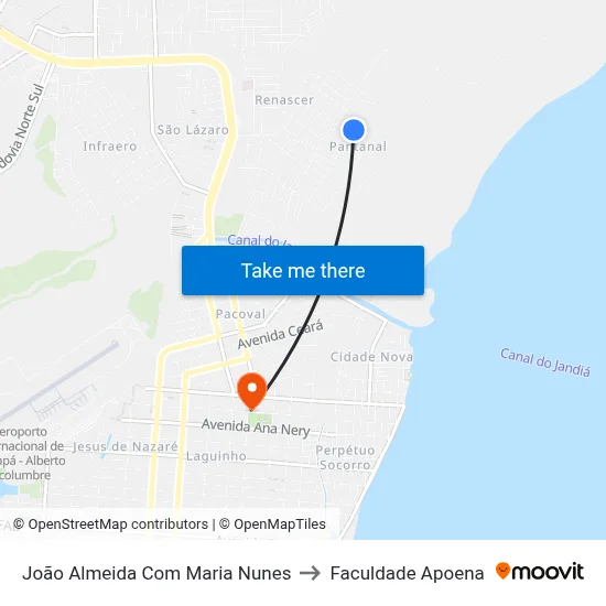 João Almeida Com Maria Nunes to Faculdade Apoena map