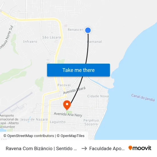 Ravena Com Bizâncio | Sentido Leste to Faculdade Apoena map