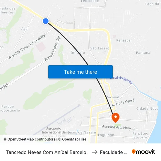 Tancredo Neves Com Aníbal Barcelos | Sentido Leste to Faculdade Apoena map