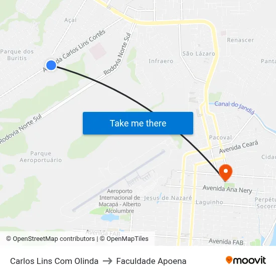 Carlos Lins Com Olinda to Faculdade Apoena map
