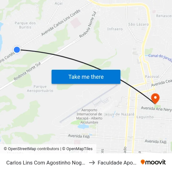 Carlos Lins Com Agostinho Nogueira to Faculdade Apoena map