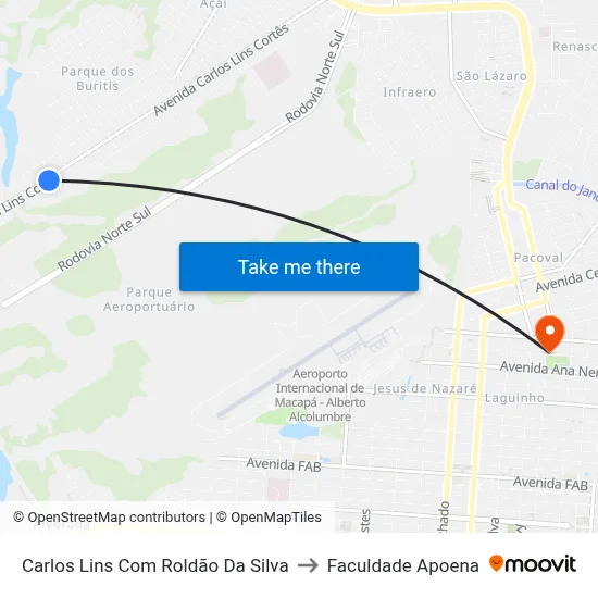 Carlos Lins Com Roldão Da Silva to Faculdade Apoena map