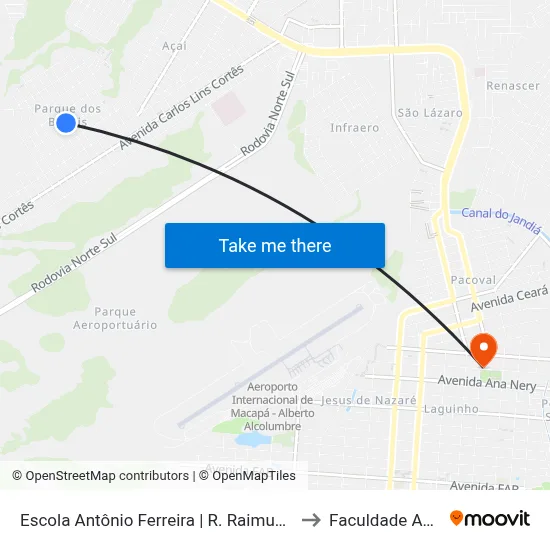 Escola Antônio Ferreira | R. Raimundo Ramos to Faculdade Apoena map