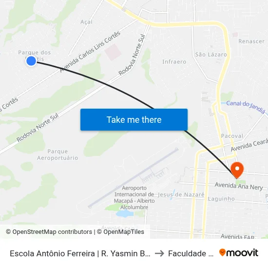 Escola Antônio Ferreira | R. Yasmin Brito | Sentido Norte to Faculdade Apoena map