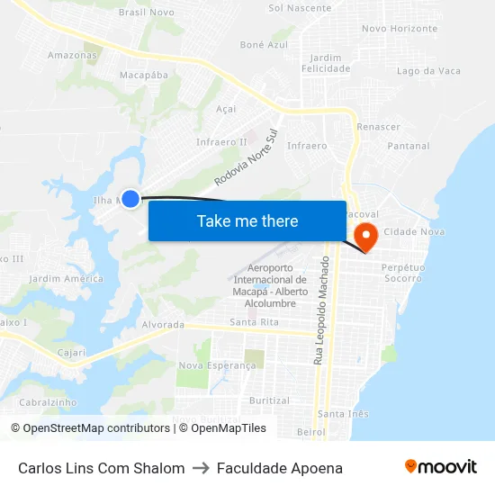 Carlos Lins Com Shalom to Faculdade Apoena map