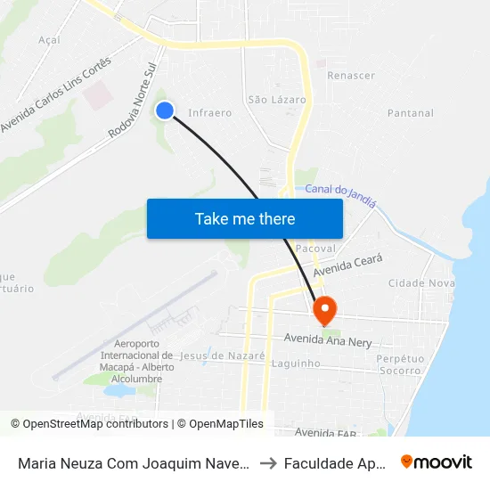 Maria Neuza Com Joaquim Navegantes to Faculdade Apoena map