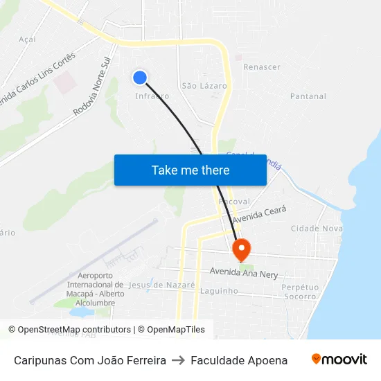 Caripunas Com João Ferreira to Faculdade Apoena map