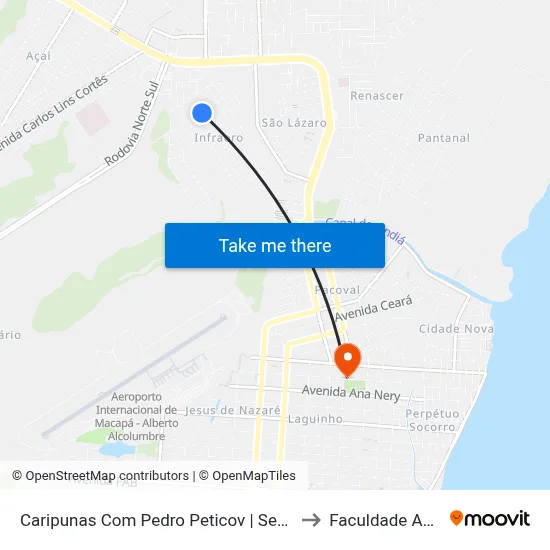 Caripunas Com Pedro Peticov | Sentido Leste to Faculdade Apoena map