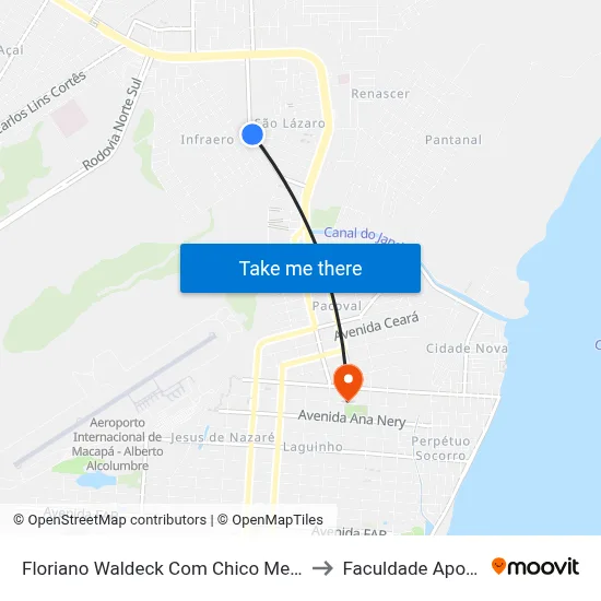 Floriano Waldeck Com Chico Mendes to Faculdade Apoena map