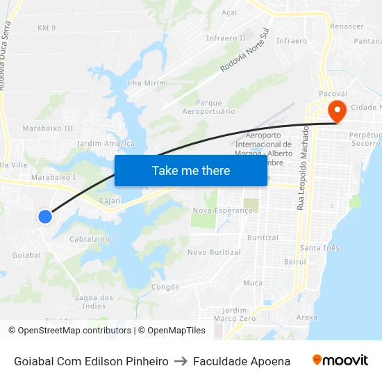 Goiabal Com Edilson Pinheiro to Faculdade Apoena map