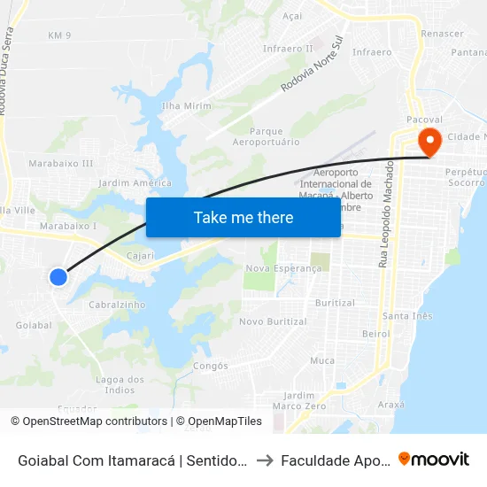 Goiabal Com Itamaracá | Sentido Norte to Faculdade Apoena map