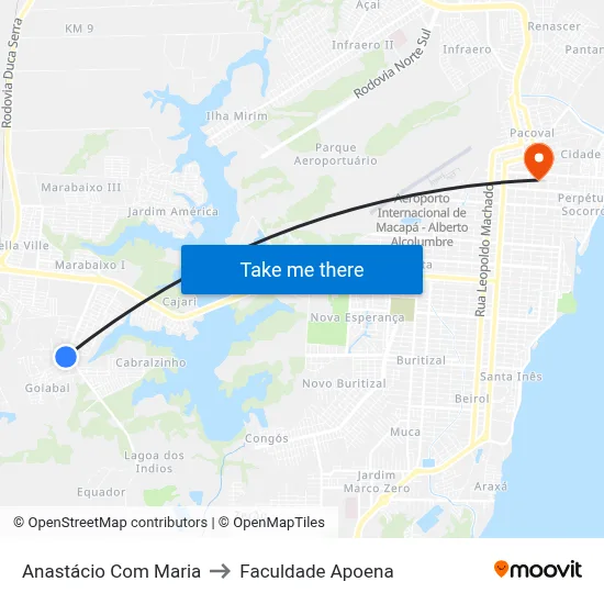 Anastácio Com Maria to Faculdade Apoena map