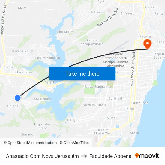 Anastácio Com Nova Jerusalém to Faculdade Apoena map