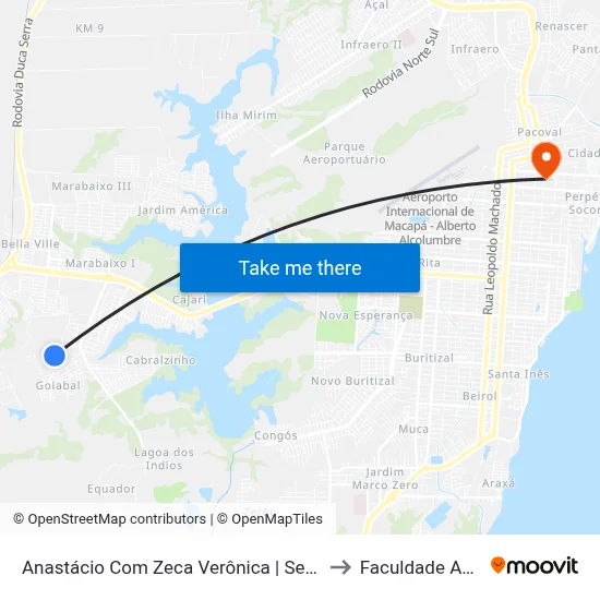 Anastácio Com Zeca Verônica | Sentido Leste to Faculdade Apoena map