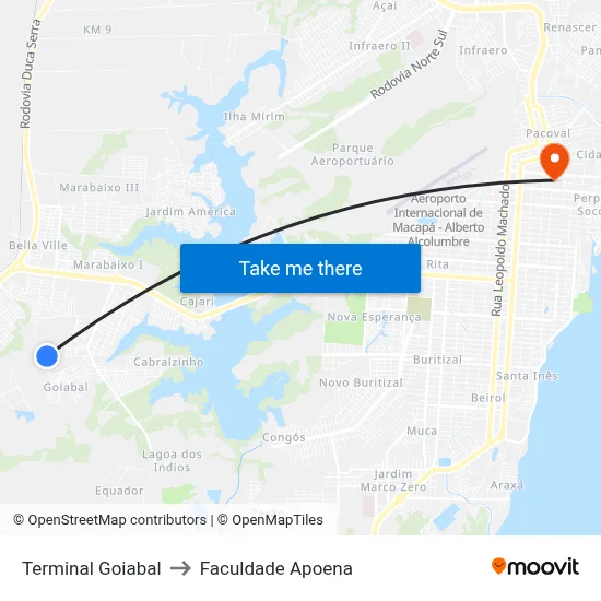 Terminal Goiabal to Faculdade Apoena map