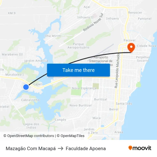 Mazagão Com Macapá to Faculdade Apoena map