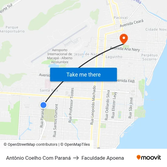 Antônio Coelho Com Paraná to Faculdade Apoena map