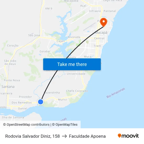 Rodovia Salvador Diniz, 158 to Faculdade Apoena map