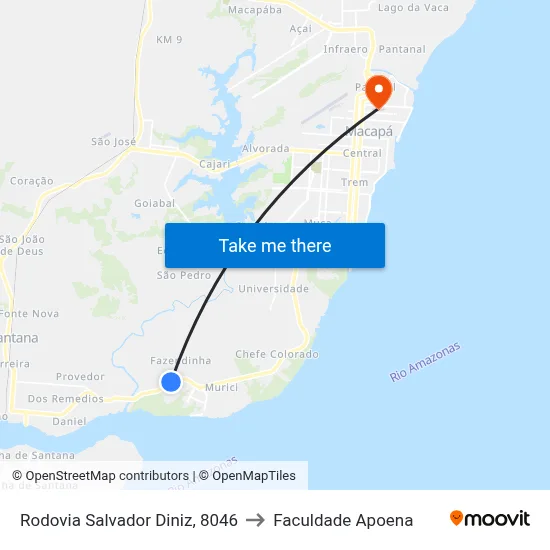 Rodovia Salvador Diniz, 8046 to Faculdade Apoena map