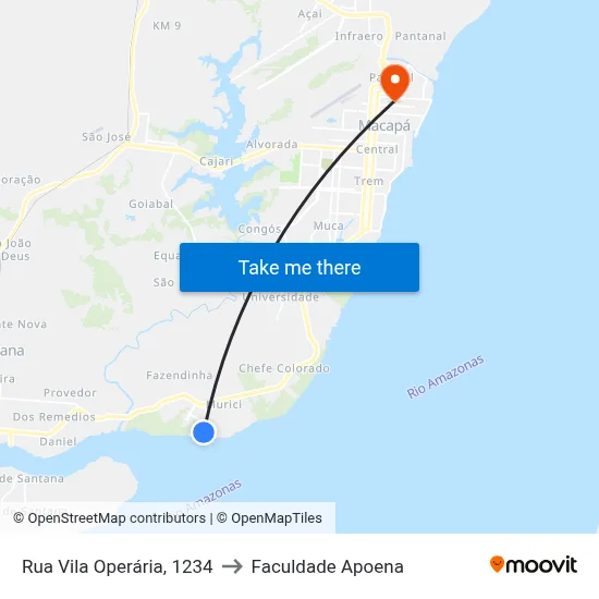 Rua Vila Operária, 1234 to Faculdade Apoena map