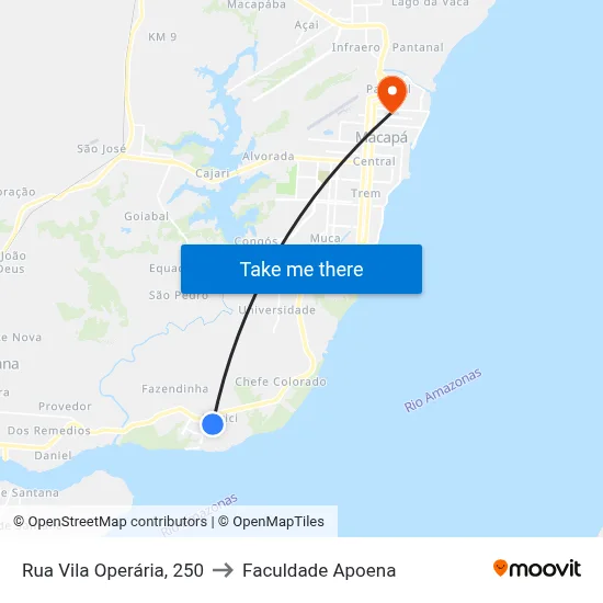 Rua Vila Operária, 250 to Faculdade Apoena map