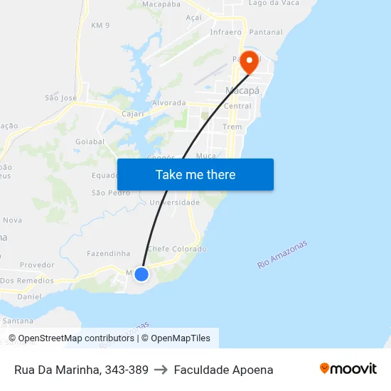 Rua Da Marinha, 343-389 to Faculdade Apoena map