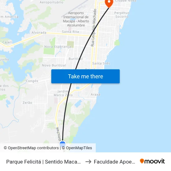 Parque Felicitá | Sentido Macapá to Faculdade Apoena map