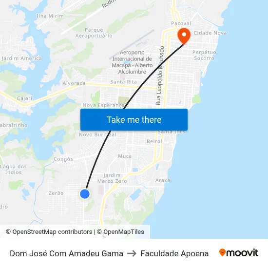 Dom José Com Amadeu Gama to Faculdade Apoena map