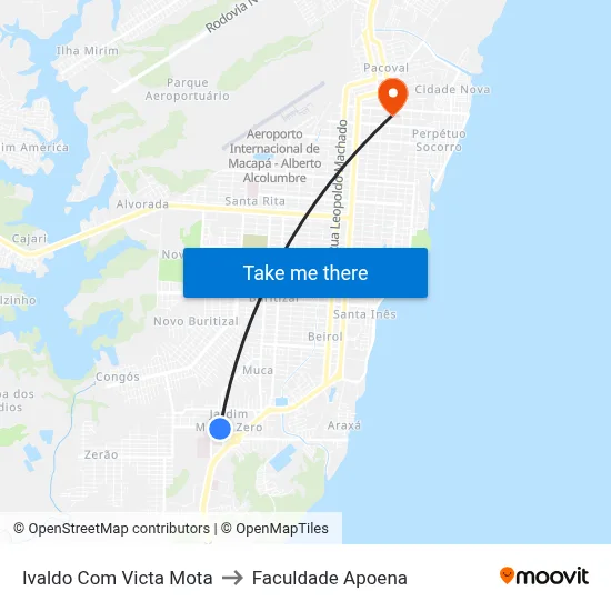Ivaldo Com Victa Mota to Faculdade Apoena map